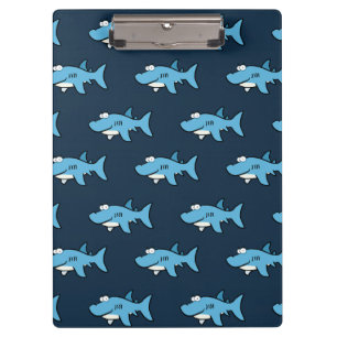 Blue Cartoon Shark Pattern Clipboard
