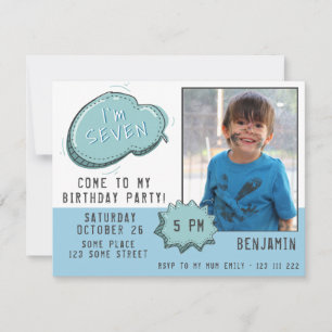 Blue Cartoon Speech Bubble Boy Photo Birthday