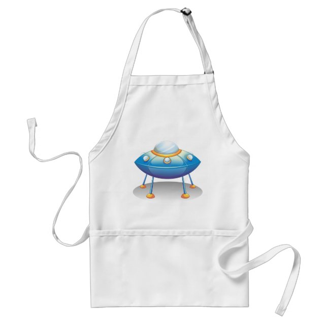 Blue Cartoon UFO Spaceship Fun Sci-Fi Standard Apron (Front)