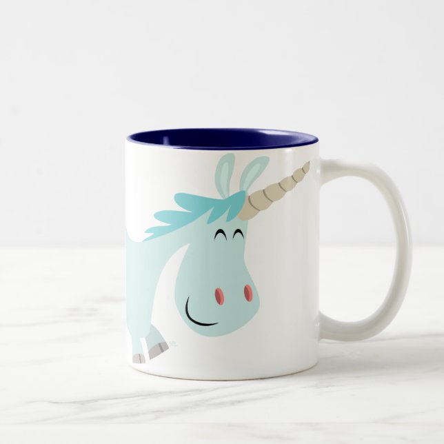 Blue Cartoon Unicorn  mug (Right)
