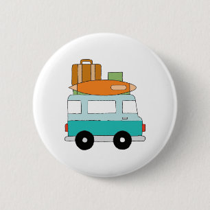 Blue Cartoon Van Best Family Adventure Vacations 6 Cm Round Badge