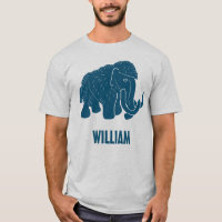 Blue Cartoon Woolly Mammoth Personalised