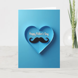 Blue Carved Heart Father Card