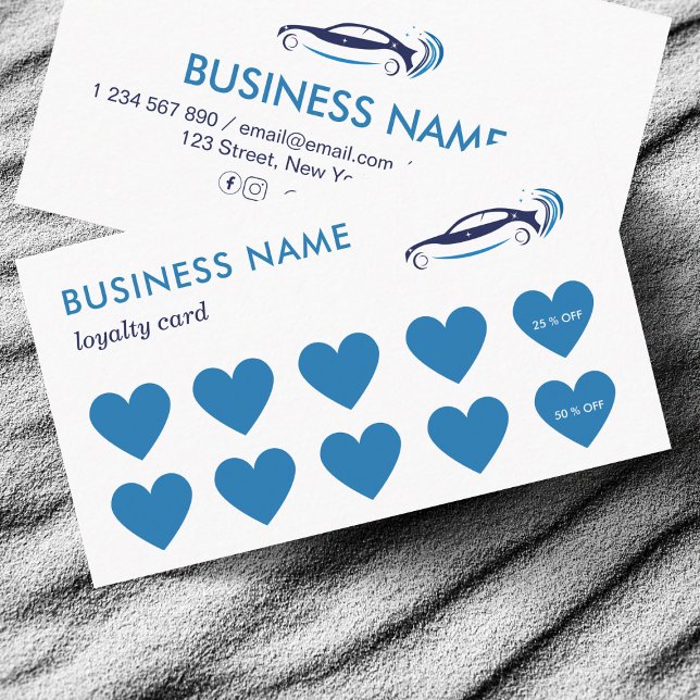 Blue Carwash Car Auto Washing Detailing Business Loyalty Card (Creator Uploaded)