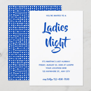 Blue Casual Script   Ladies Night Bridal Shower Invitation