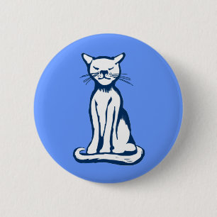Blue cat 6 cm round badge