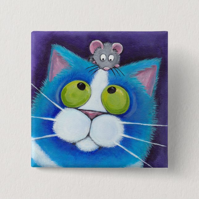 Blue Cat and Mouse Button (Front)