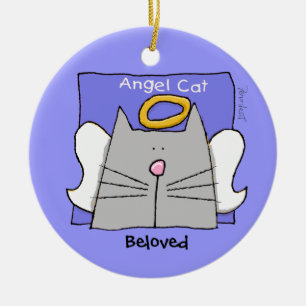 Blue Cat Angel Personalise Ceramic Tree Decoration