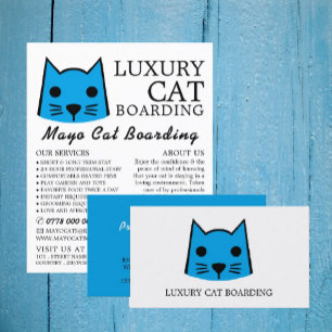 Blue Cat, Cat Boarding, Cattery Business Card