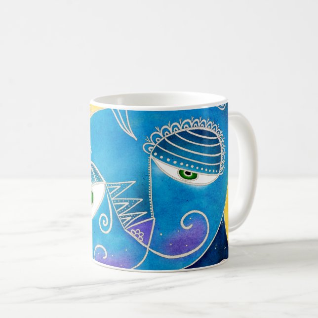 Blue cat coffee mug (Front Right)