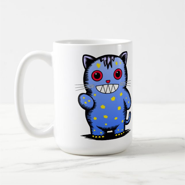 blue cat coffee mug (Left)