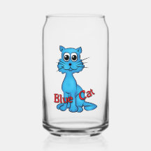 Blue Cat Drinking Glass