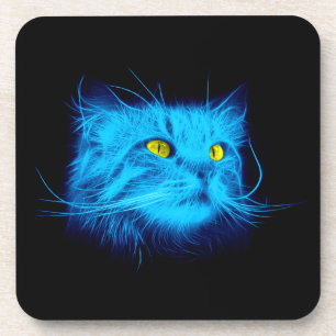 Blue Cat Face Coaster