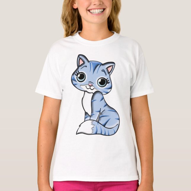 Blue cat feline animal T-Shirt (Front)