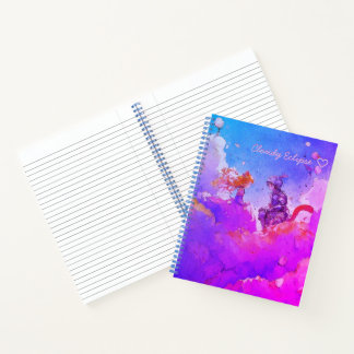 Blue Cat Girl Princess & Cat Knight Boy Notebook