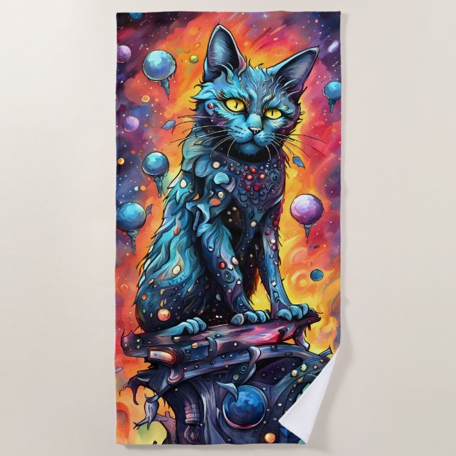 Blue Cat I Beach Towel (Front)