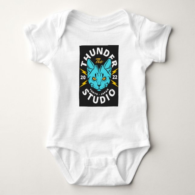 BLUE CAT LIKE TIGER  BABY BODYSUIT (Front)