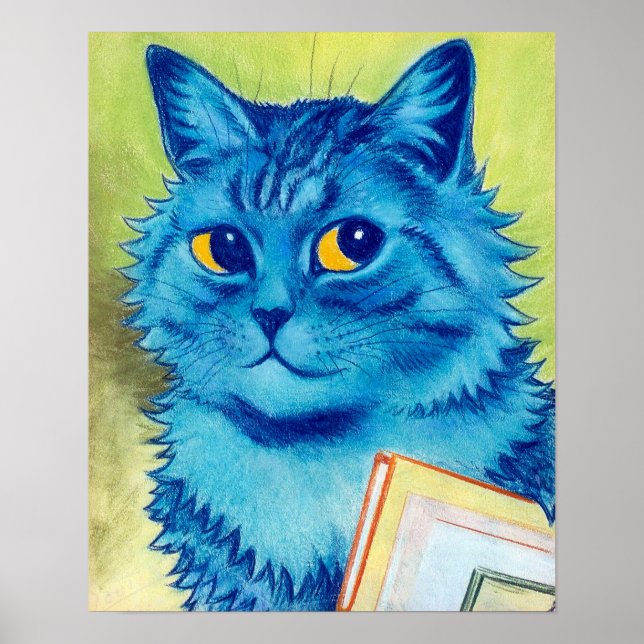 Blue Cat, Louis Wain Poster (Front)