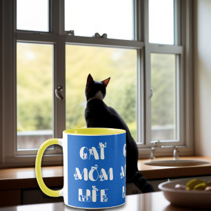Blue Cat Mum Life Cute Typography Mother's Day Mug