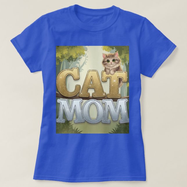 Blue Cat Mum T-Shirt (Design Front)