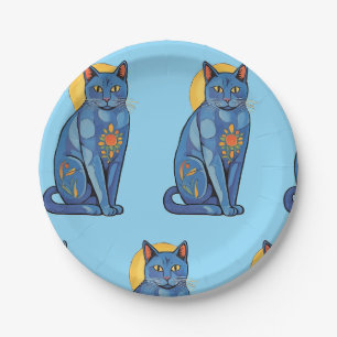 Blue Cat Paper Plate