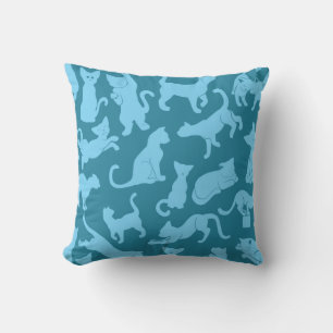 Blue Cat Pattern Cushion
