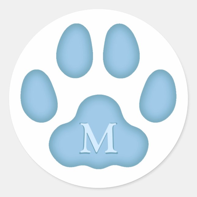 Blue Cat Paw Print Personalised Pet Monogram Seal (Front)