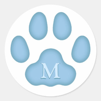 Blue Cat Paw Print Personalised Pet Monogram Seal