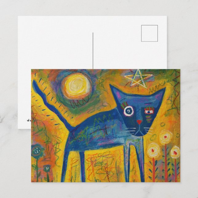 Blue Cat Postcard (Front/Back)