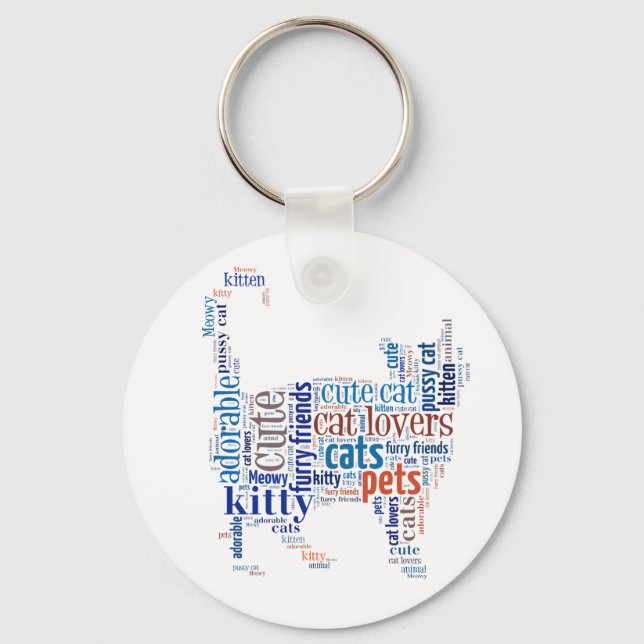 Blue Cat text design Key Ring (Front)