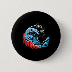 Blue Cat Wave For Kamala 47 Funny Cat Ladies 2024  6 Cm Round Badge