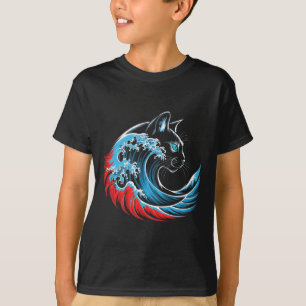 Blue Cat Wave For Kamala 47 Funny Cat Ladies 2024 T-Shirt