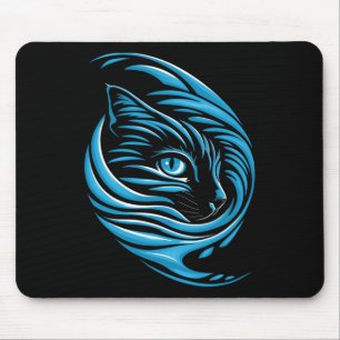 Blue Cat Wave For Kamala 47 Funny Cat Ladies Harri Mouse Pad
