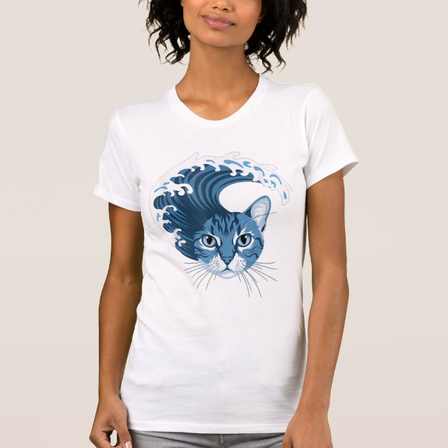 Blue Cat Wave For Kamala Harris 2024 Funny T-Shirt (Front)