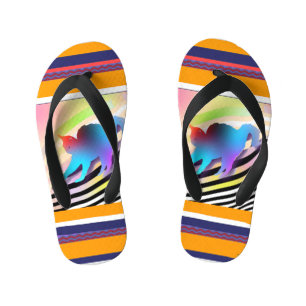 Blue Cat With Stripes Kid's Jandals