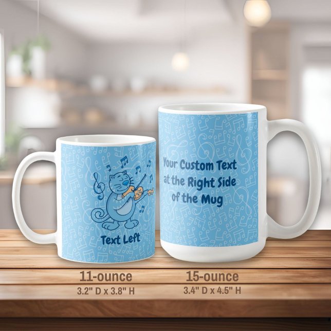 Blue Cat with Violin Coffee Mug (Creator Uploaded)