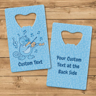 Blue Cat with Violin Credit Card Bottle Opener