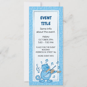 Blue Cat with Violin Invitation