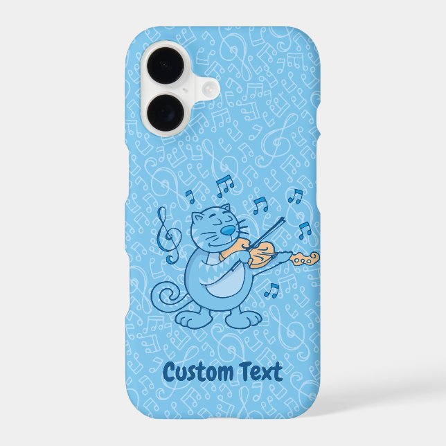 Blue Cat with Violin iPhone Case (Back)