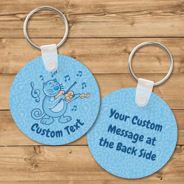 Blue Cat with Violin Keychain (Creator Uploaded)