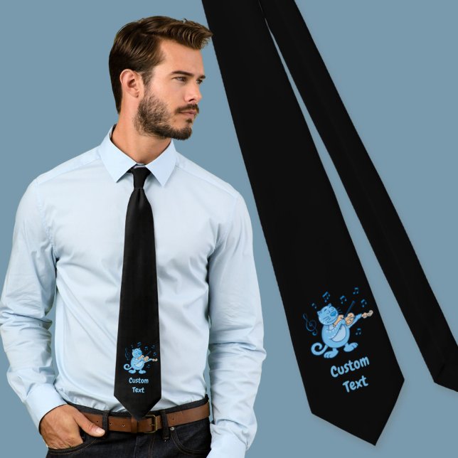 Blue Cat with Violin Neck Tie (Creator Uploaded)