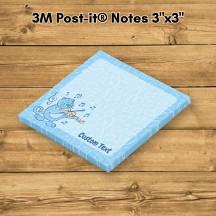 Blue Cat with Violin Notes