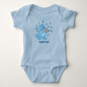 Blue Cat with Violin T-Shirt Baby Bodysuit