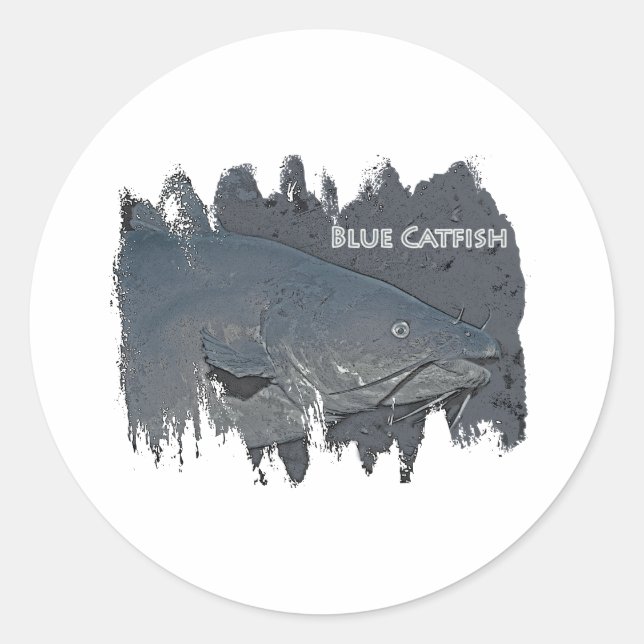 Blue Catfish Logo Classic Round Sticker (Front)