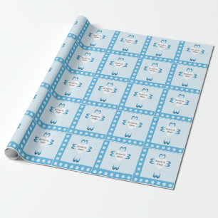 Blue Catholic Baptism Wrapping Paper for Boys