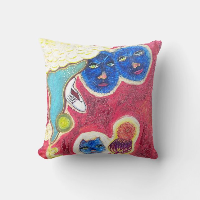 blue cats cushion (Front)