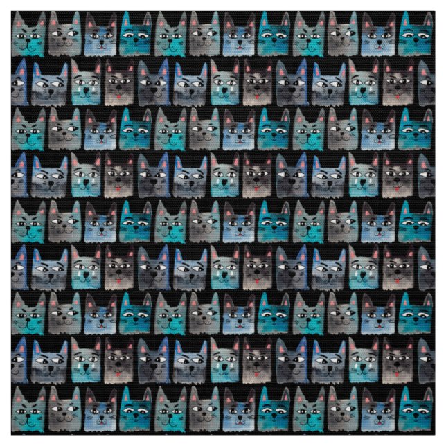 Blue cats fabric (Swatch)