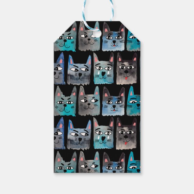 Blue cats gift tags (Front)