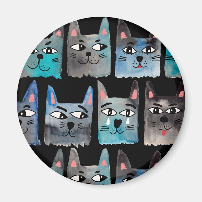 Blue cats magnet (Front)