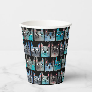 Blue cats paper cups